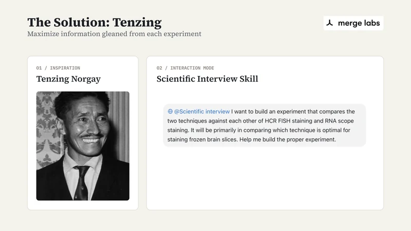 Tenzing’s scientific interview begins with a researcher’s intended experiment and probes its design and assumptions