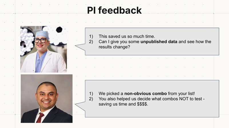Vera Mucaj shares feedback from scientists who selected an unexpected intervention combination.
